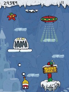 Captures d'écran du jeu Doodle Jump Noël sur Android, une tablette.