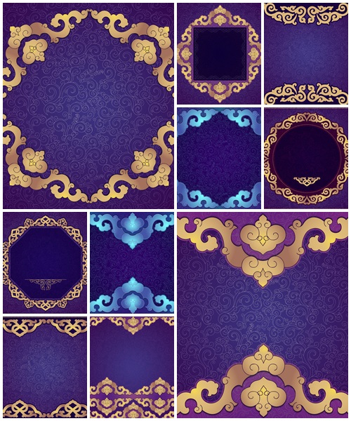 Folk ornament. Purple background - vector stock
