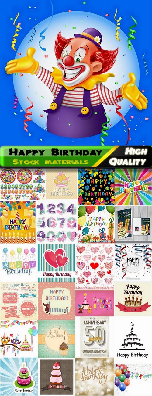Happy Birthday Template Design in vector from stock #6 - 25 Eps