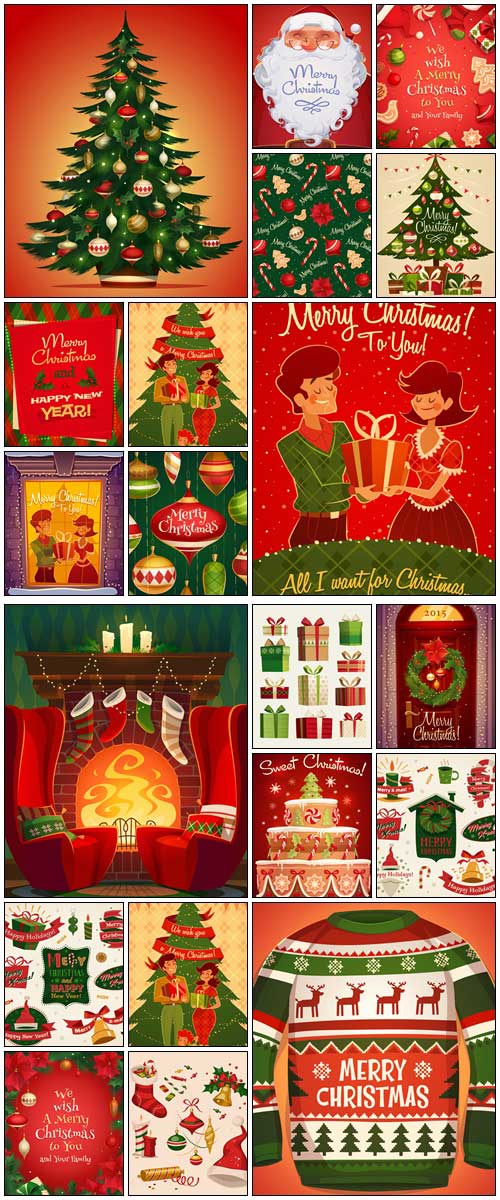 Christmas decoration objects, 1 - vector stock