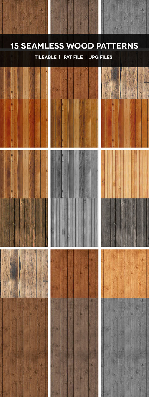 CreativeMarket - 15 Seamless Wood Patterns 7466