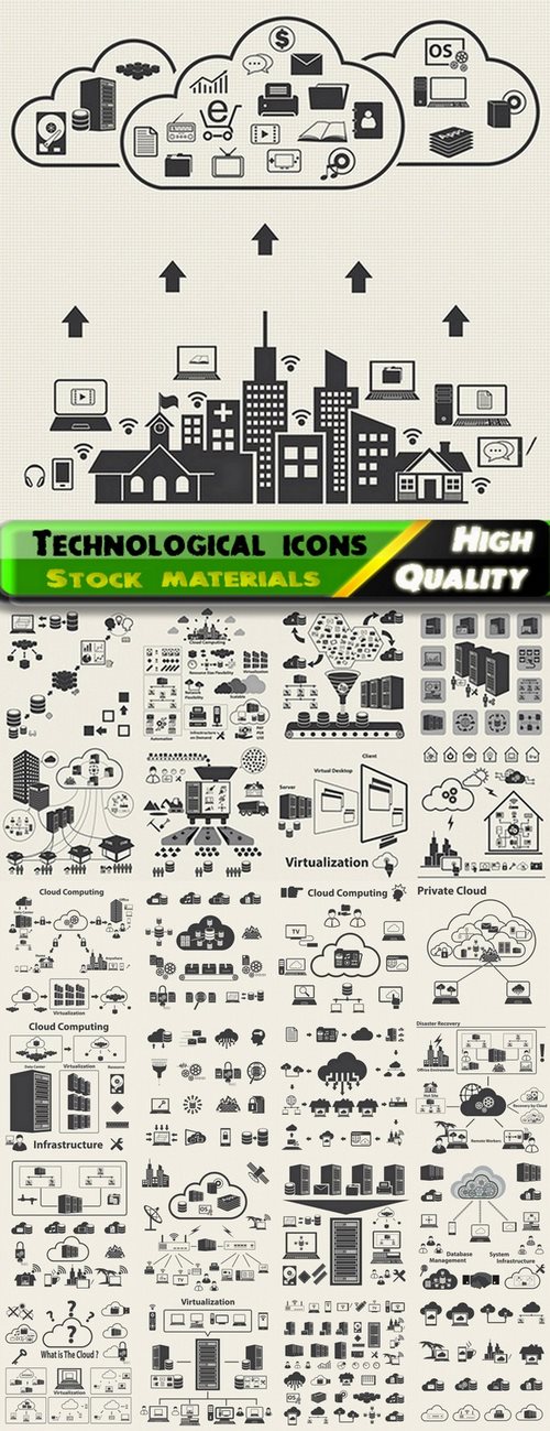 Technological icons business concept - 25 Eps