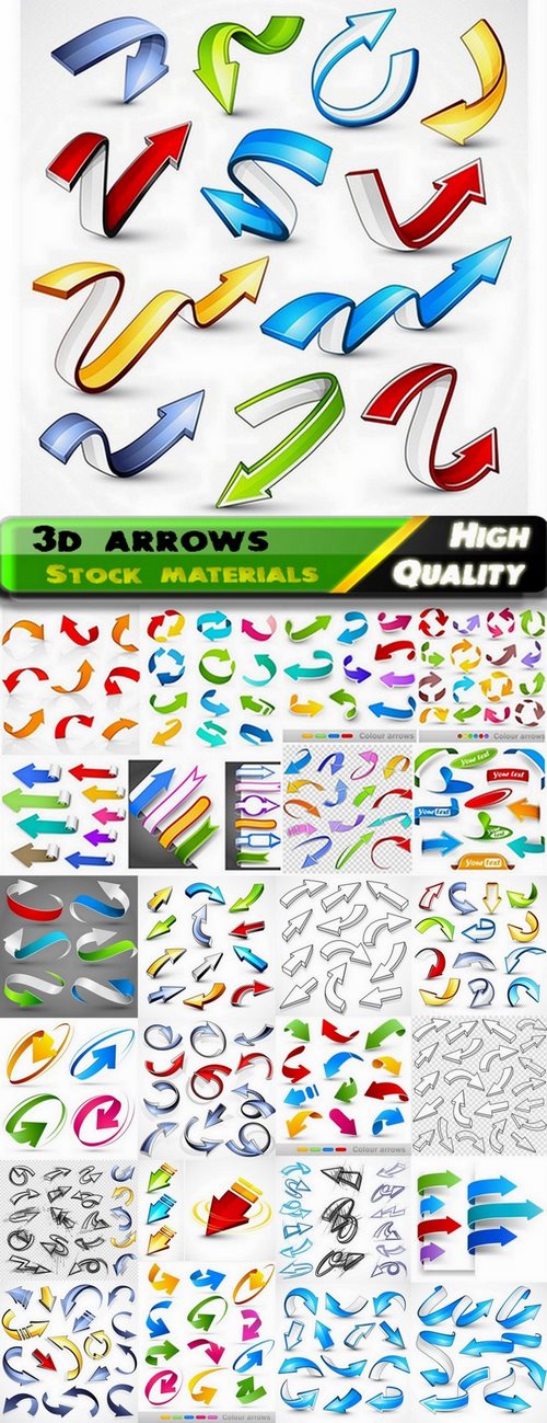 Different vector 3d arrows from stock 2 - 25 Eps