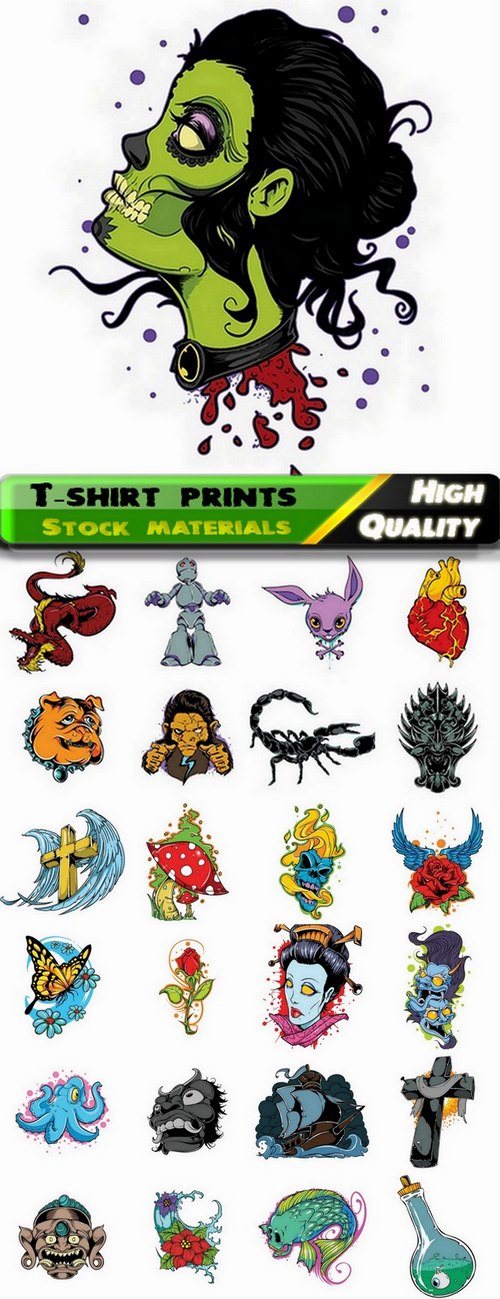 T-shirt prints design in vector from stock #33 - 25 Eps
