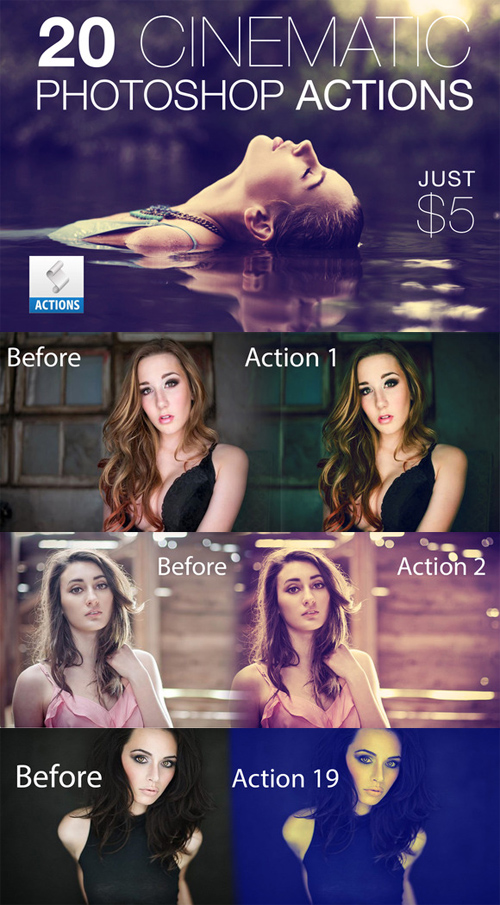 CM - 20 Cinematic Photoshop Actions Pack 139287