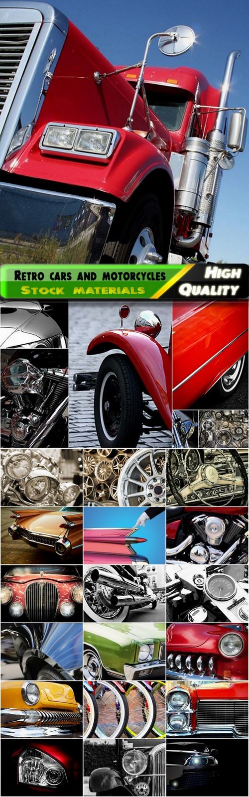 Set of retro cars and motorcycles Stock images - 25 HQ Jpg