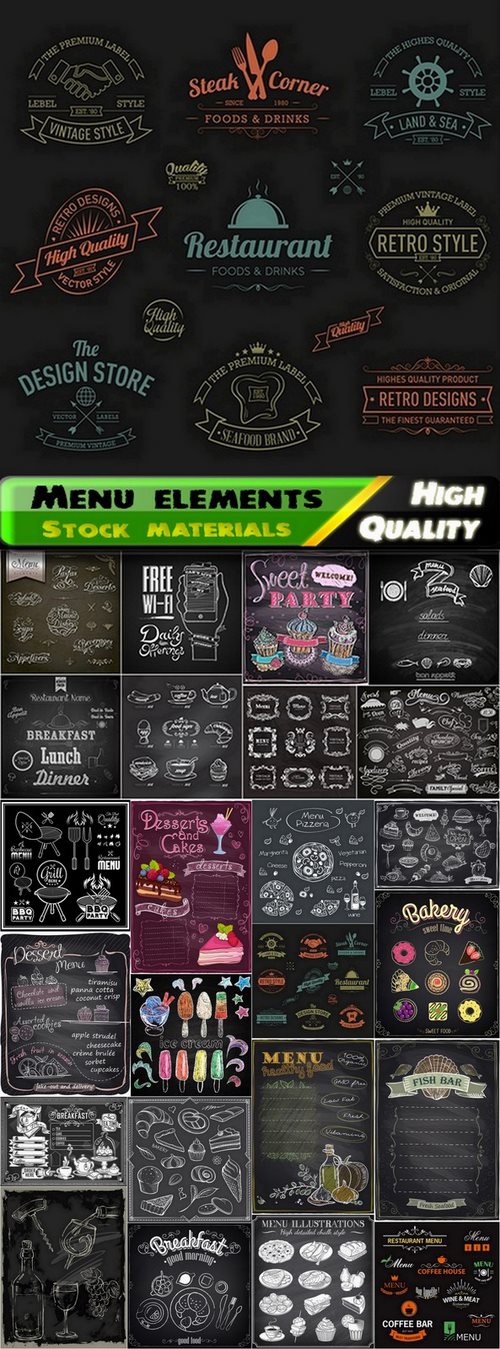 Menu template design elements in vector from stock #11 - 25 Eps