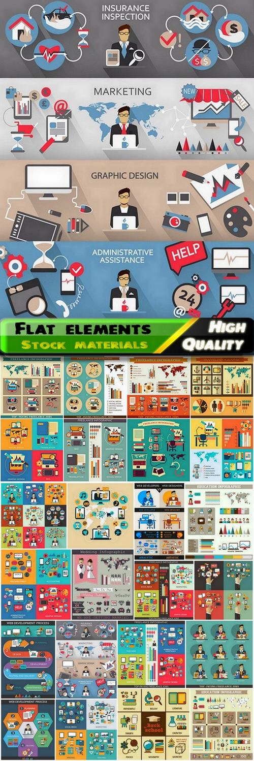 Flat elements Infographic design in vector from stock - 25 Eps