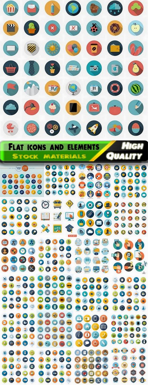 Flat icons and elements for web design - 25 Eps
