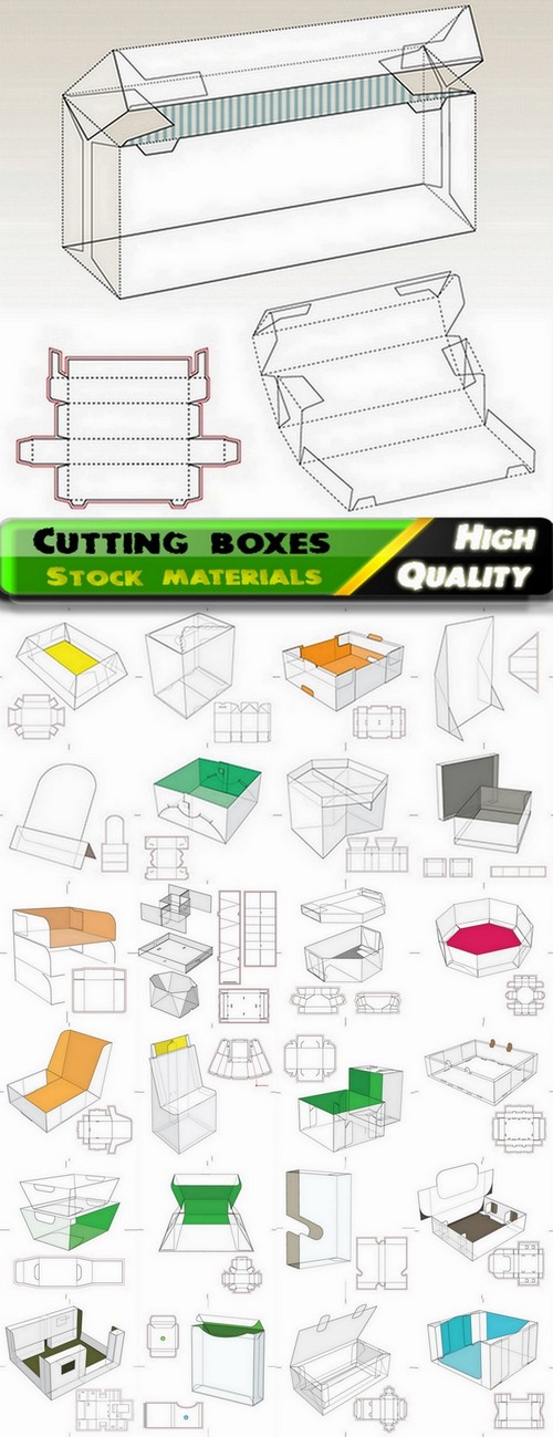 Template for cutting boxes in vector from stock #7 - 25 Eps