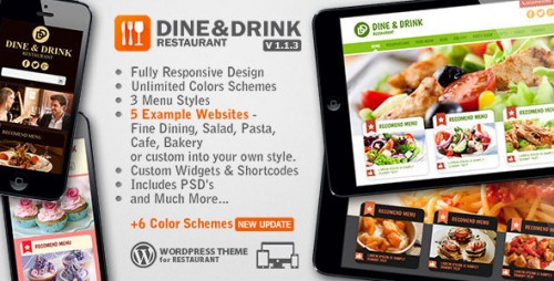 Nulled Dine & Drink v1.1.3 - Restaurant WordPress Theme product pic