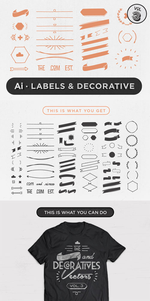 Labels & Decorative Vectors Vol.3 - Creativemarket 62735
