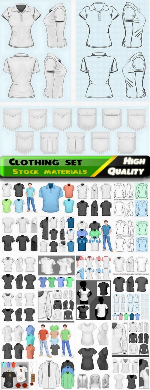 Set of mens and womens clothing in vector from stock - 25 Eps