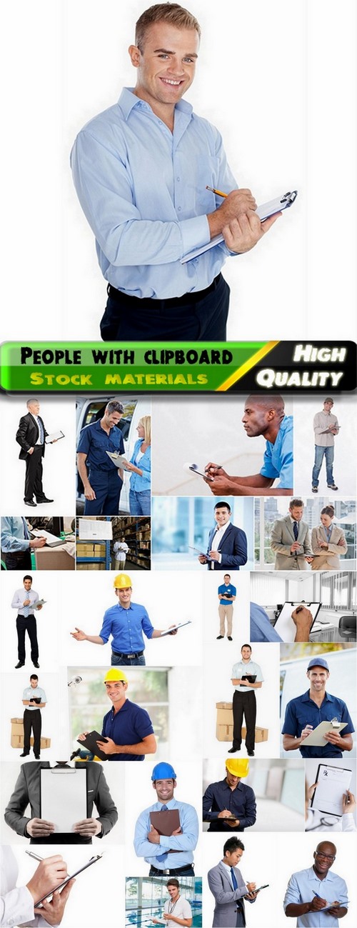 People of different profession and business man with clipboard - 25 HQ Jpg