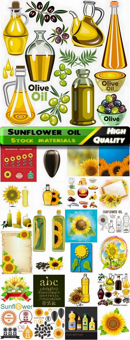 Sunflower oil and seeds of sunflowers - 25 Eps