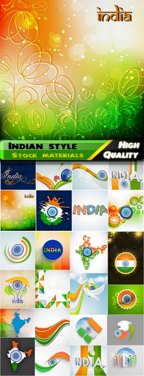 Abstract backgrounds and elements in Indian style - 25 Eps