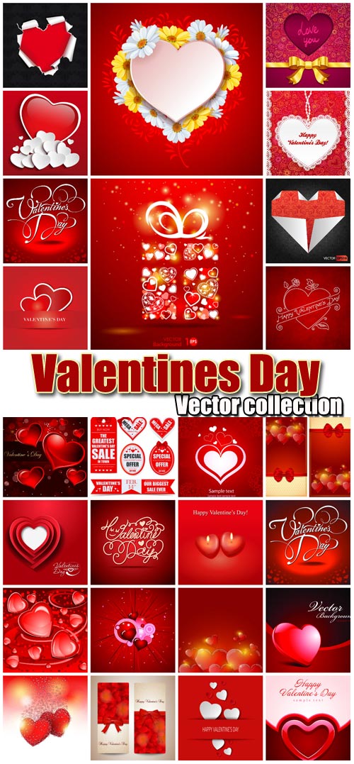 Valentine's Day romantic backgrounds, vector hearts # 13