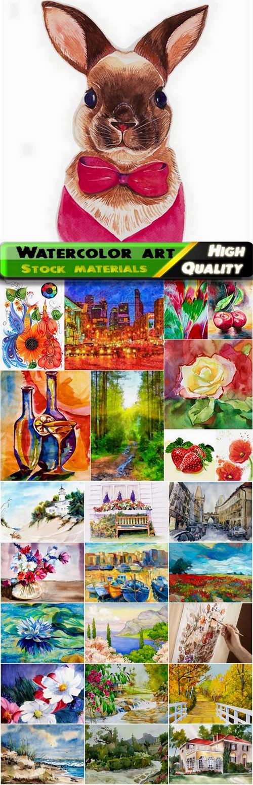 Art pictures painted watercolor brush - 25 HQ Jpg