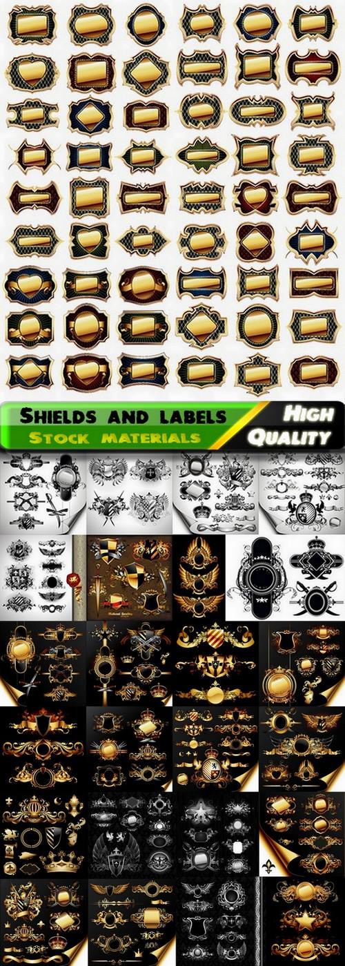 Heraldry elements and glass and gold labels templates - 25 Eps