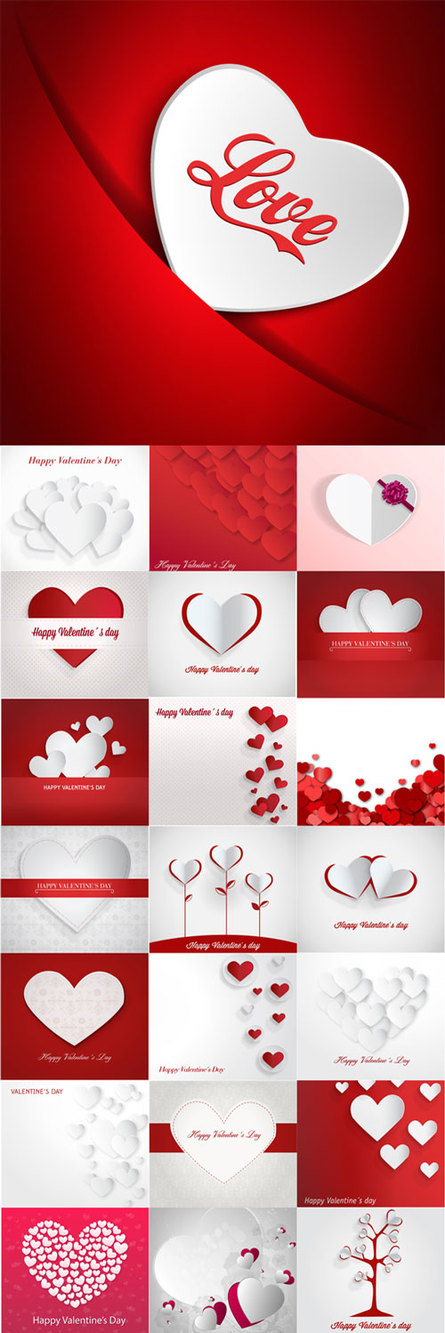 Valentine's day abstract backgrounds with cut paper heart