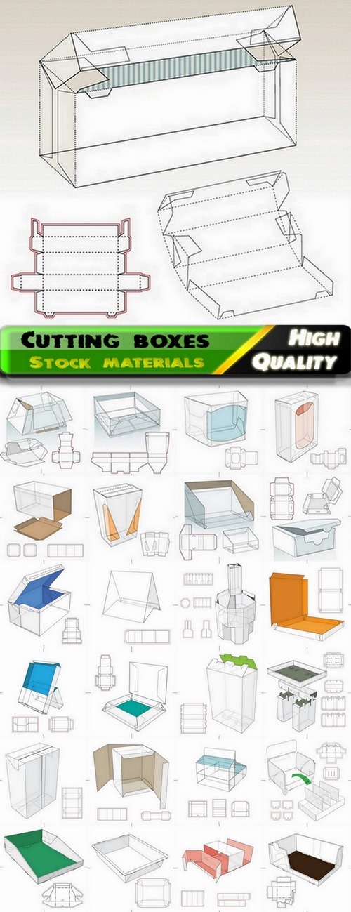 Template for cutting boxes in vector from stock #9 - 25 Eps