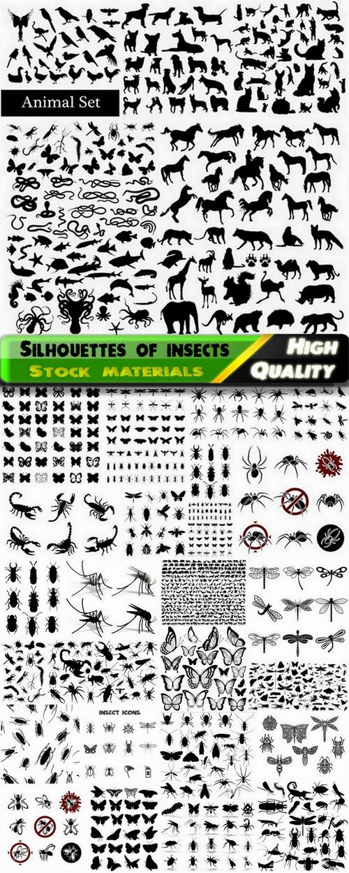 Set of silhouettes of insects and other animals - 25 Eps
