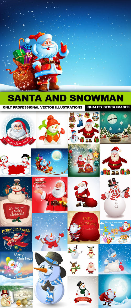 Santa And Snowman Vetor 3