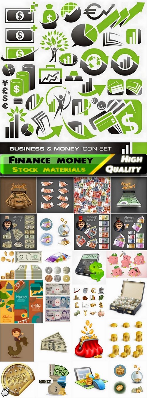 Finance and detailed money icons - 25 Eps