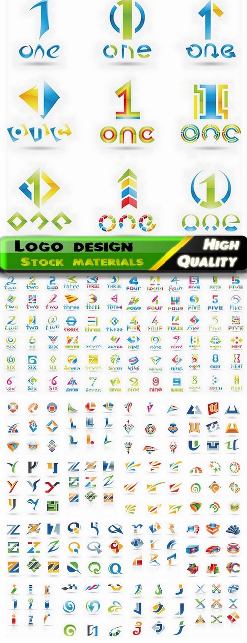 Logos of letters and numbers for business - 25 Eps
