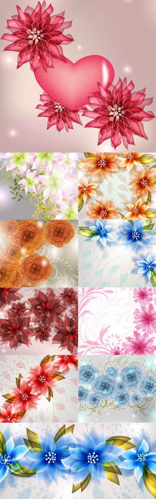 Vector backgrounds with fabulous flowers