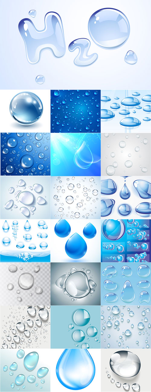 Vector water drops, bubbles